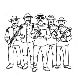 Page à colorier des membres du groupe Fuerza Regida | Page de coloriage Fuerza Regida