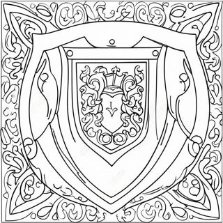 Page à colorier un bouclier de chevalier | Page de coloriage Bouclier