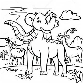 Page à colorier d'animaux majestueux de la savane | Page de coloriage Savane