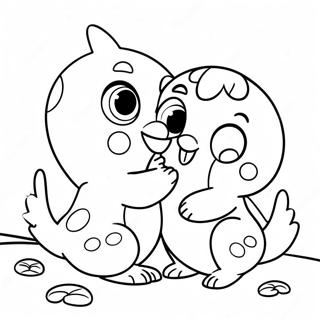 Page à colorier de jolis Hatchimals jouant ensemble | Page de coloriage Hatchimals
