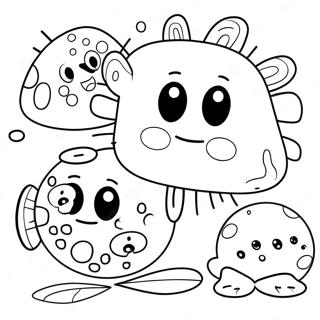 Germes de dessin animé mignons à colorier | Page de coloriage Germes