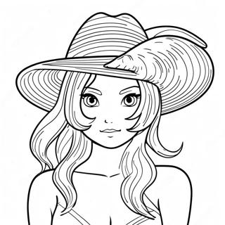 Nami avec un chapeau de paille à colorier | Page de coloriage Nami