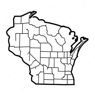 Silhouette de l'État du Wisconsin à colorier | Page de coloriage Wisconsin