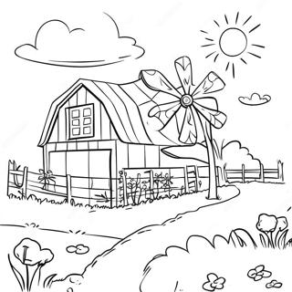 Scène de ferme charmante du Wisconsin à colorier | Page de coloriage Wisconsin