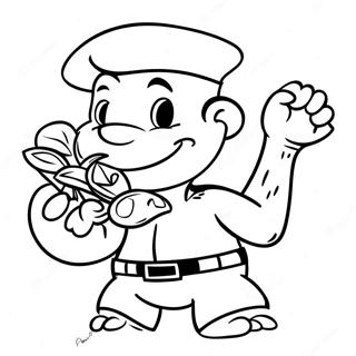 Page à colorier Popeye mangeant des épinards | Page de coloriage Popeye