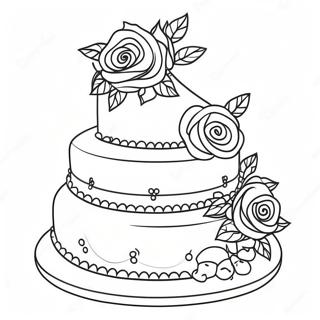 Page à colorier Gâteau élégant pour une douche nuptiale | Page de coloriage Douche nuptiale
