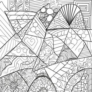 Page à colorier de motifs de triangles colorés | Page de coloriage Triangle