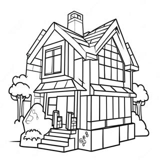 Page à colorier une maison Minecraft | Page de coloriage Maison Minecraft