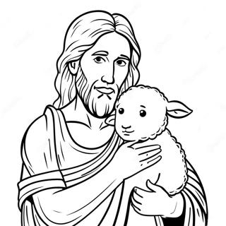 Jean-Baptiste avec un Agneau à Colorier | Page de coloriage Jean-Baptiste