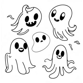 Fantômes Effrayants Flottants à Colorier | Page de coloriage Effrayant