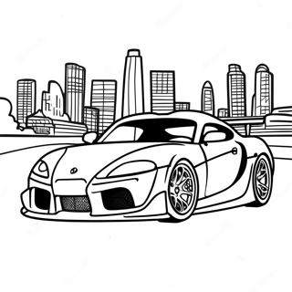 Page à colorier de scène de course Supra | Page de coloriage Supra