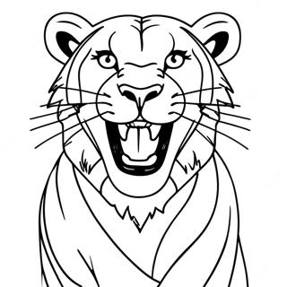 Page à colorier lionne majestueuse rugissant | Page de coloriage Lionne