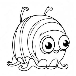 Page à colorier de larve mignonne avec de grands yeux | Page de coloriage Larve