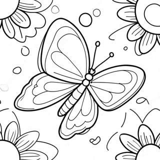 Page à colorier Pollinisateur avec Papillon Coloré | Page de coloriage Pollinisateur