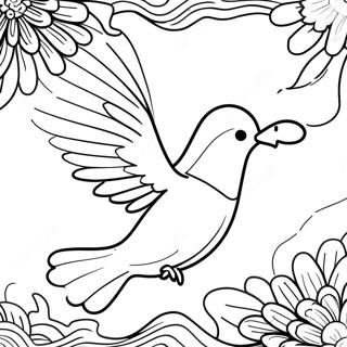 Page à colorier Colombe Élégante en Vol | Page de coloriage Colombe