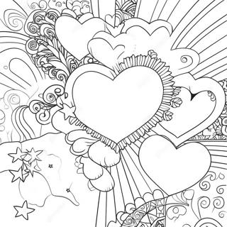 Page à colorier Cœurs et Étoiles | Page de coloriage Cœurs et Étoiles
