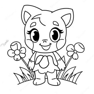 Page à colorier d'Amy Rose mignonne avec des fleurs | Page de coloriage Amy Rose