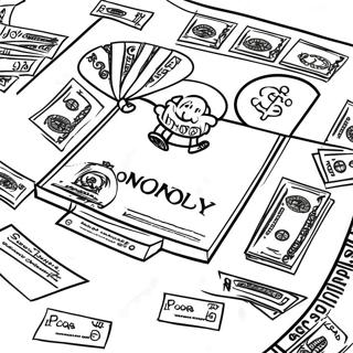 Page à colorier de l'argent Monopoly | Page de coloriage Monopoly