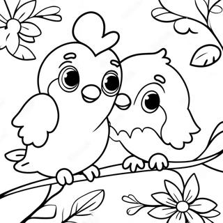 Page à colorier des oiseaux amoureux | Page de coloriage Oiseaux d'amour