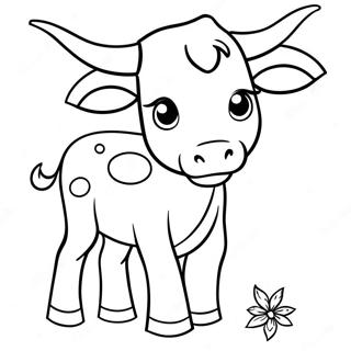 Page à colorier Adorable Veau Longhorn | Page de coloriage Longhorn