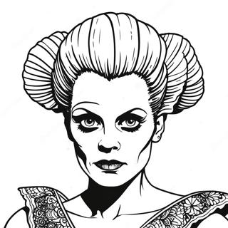 Page à colorier portrait classique de la mariée de Frankenstein | Page de coloriage Fiancée de Frankenstein