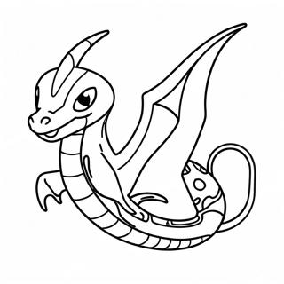 Page à colorier de Rayquaza volant | Page de coloriage Rayquaza