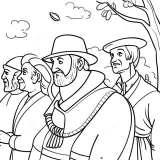 Page à colorier de pèlerins | Page de coloriage Pèlerins
