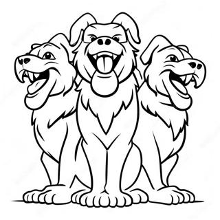Page à colorier de Cerbère à trois têtes | Page de coloriage Cerbère