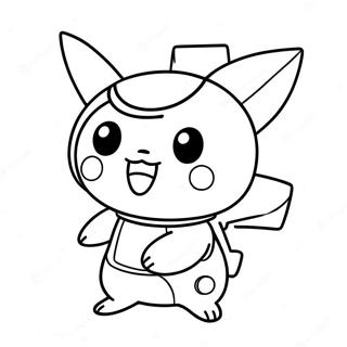 Page à colorier de Pikachu mignon dans un scaphandre d'Among Us | Page de coloriage Pikachu Among Us