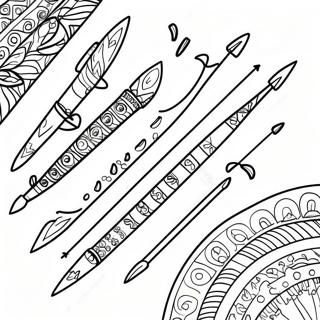 Page à colorier de carquois avec des flèches colorées | Page de coloriage Tremblement