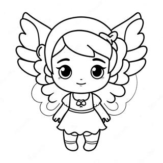 Page à colorier de Fille Chibi avec des Ailes Magiques | Page de coloriage Fille Chibi