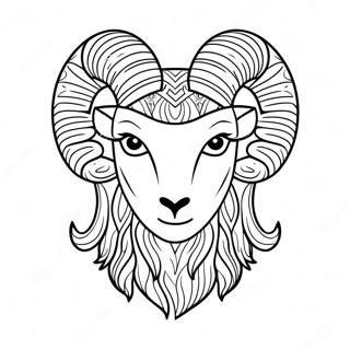 Page à colorier de Tête de Bélier | Page de coloriage Béliers
