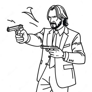 Page à colorier de John Wick en action | Page de coloriage John Wick