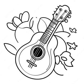 Page à colorier mandoline de dessin animé mignonne | Page de coloriage Mandoline