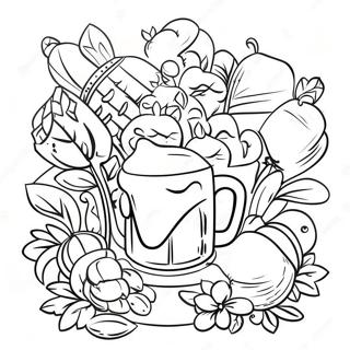 Page à colorier de la célébration festive d'Oktoberfest | Page de coloriage Oktoberfest