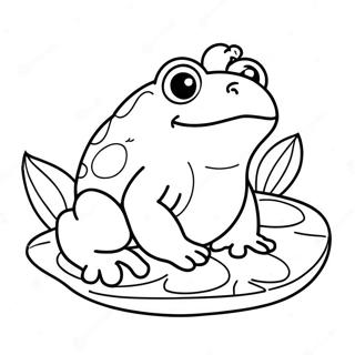 Page à colorier de crapaud mignon assis sur un nénuphar | Page de coloriage Crapaud
