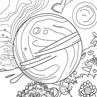 Planète colorée dans l'espace à colorier | Page de coloriage Planète