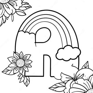 Page à colorier de la lettre R arc-en-ciel | Page de coloriage Lettre R