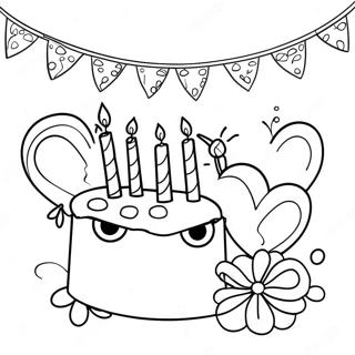 Bannière d'anniversaire colorée à colorier | Page de coloriage Bannière