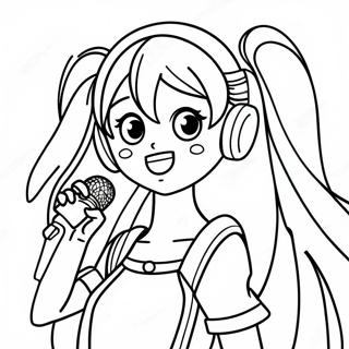 Hatsune Miku chantant à colorier | Page de coloriage Vocaloid