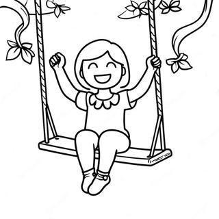 Mary Jane se balançant sur une balançoire à colorier | Page de coloriage Mary Jane
