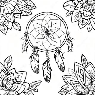 Page à colorier attrape-rêves bohémien | Page de coloriage Gitan Boho