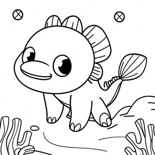 Page à colorier axolotl Minecraft nageant dans l'eau | Page de coloriage Axolotl Minecraft