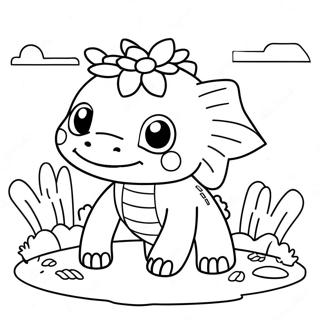 Page à colorier axolotl Minecraft mignon avec des fleurs | Page de coloriage Axolotl Minecraft