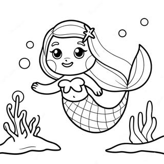 Page à colorier Aventure sous-marine de chiot sirène | Page de coloriage Chiot Sirène