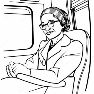 Page à colorier Rosa Parks assise dans le bus | Page de coloriage Rosa Parks