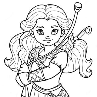 Page à colorier de Mérida courageuse avec un arc | Page de coloriage Merida