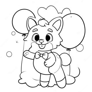 Page à colorier de Mangle mignonne avec des ballons | Page de coloriage Mangle