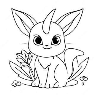 Espeon mignon avec des fleurs à colorier | Page de coloriage Espeon