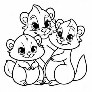 Page à colorier de famille de mouffettes mignonnes | Page de coloriage Moufette